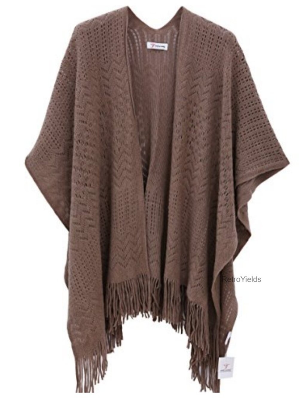 Knit Shawl Wrap Fringe Poncho Cardigan Cape Acrylic